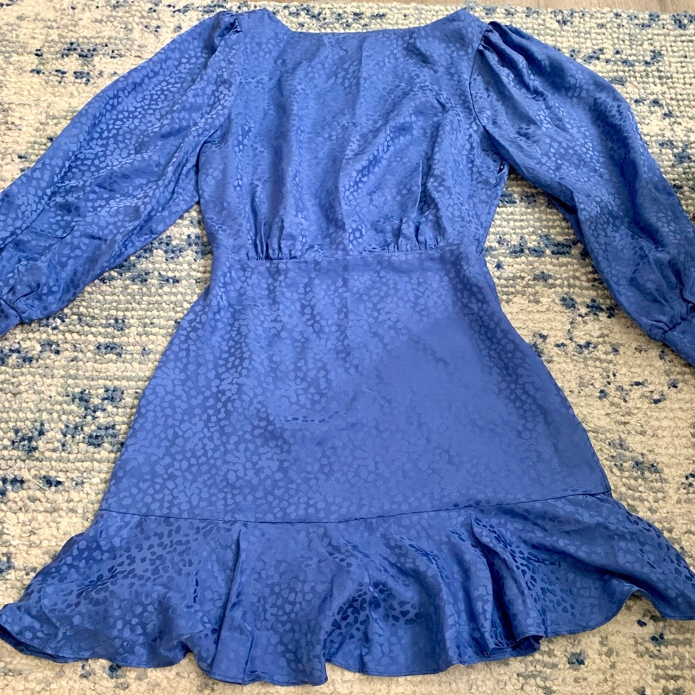 Intermix Blue/Purple Nicola Cheetah Jacquard 100% Silk Dress size 0